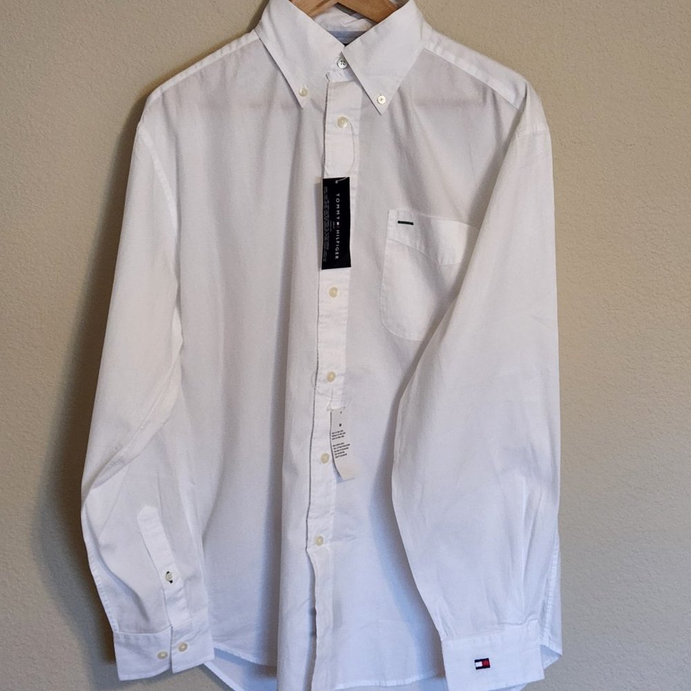 White Vintage Tommy Hilfiger Golf Men's Long Sleeve Button Up Shirt NWT